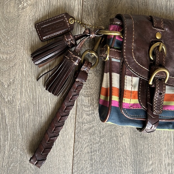 Coach 65th Anniversary Legacy Brown Leather Color Stripe Garcia Clutch/Wristlet - Picture 3 of 14